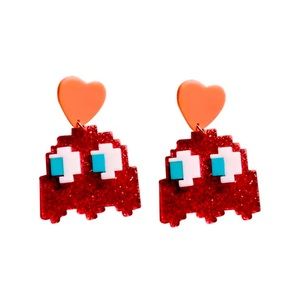 PAC-MAN Earrings - Pac-Man Ghost, Handmade Jewelry, Eighties Earrings